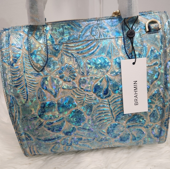💙🔹️Brahmin🔹️ Small Caroline Serenity Sonic Genuine Leather Bag + Jane Wallet - Picture 9 of 15